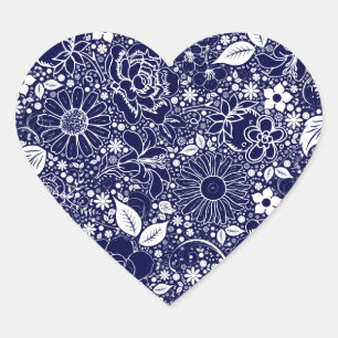 Adesivo Coração Belezas Botânicas Blue HEART STICKER