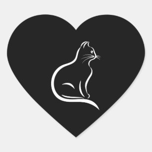 Adesivo Coração Belo desenho de gato para amantes de os animais.