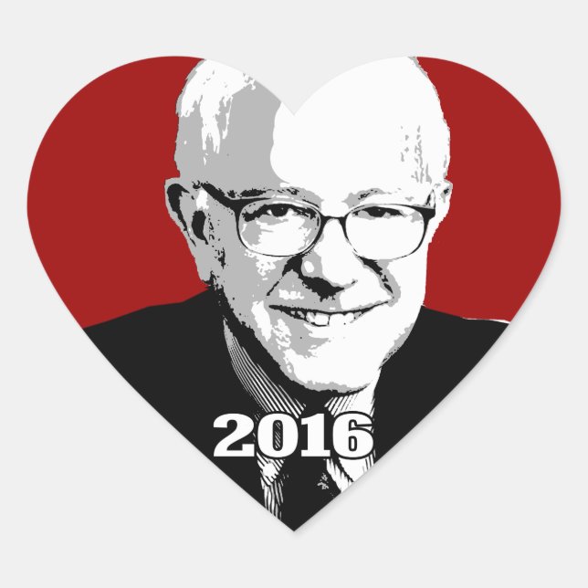 Adesivo Coração BERNIE SANDERS 2016 Candidato (Frente)