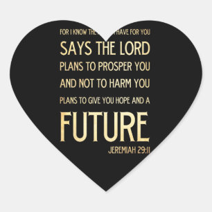 Adesivo Coração Bíblia Escritural Cristã Verso - Jeremiah 29:11
