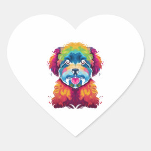 Adesivo Coração Bichon Frise Dog Pop Art