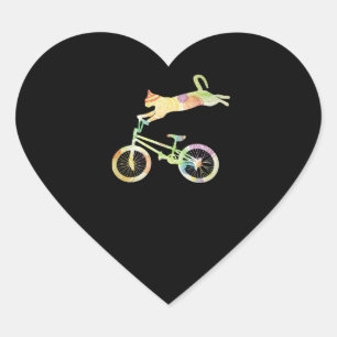Adesivo Coração Bicicleta de bicicleta de gato - sua coleção de