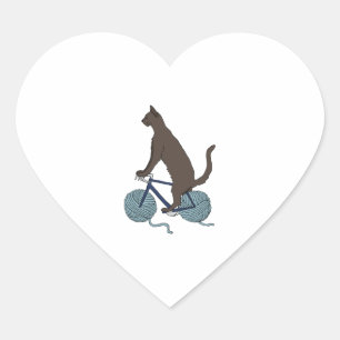 Adesivo Coração bicicleta de gato com rodas de fio