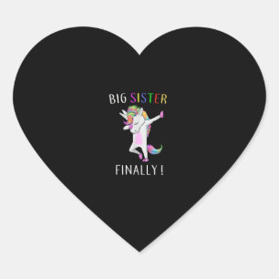 Adesivo Coração Big Sister Finalmente Garota Unicórn T-shirt Unico
