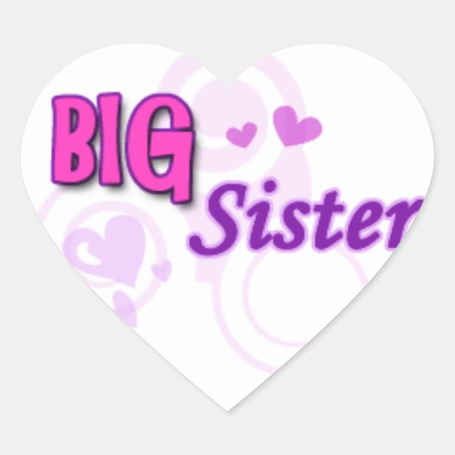 Adesivo Coração Big Sister Stickers (Frente)
