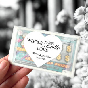 Adesivo Coração Bilhete de Loteria de Casamento Personalizado Nome