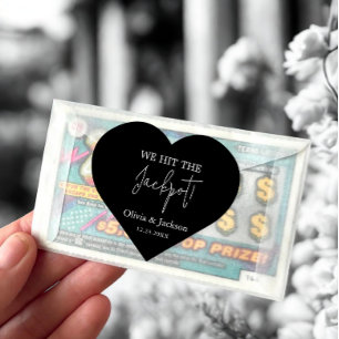 Adesivo Coração Bilhete de Loteria de Casamento Personalizado Nome