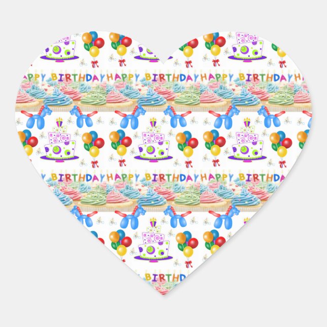 Adesivo Coração Birthday Sticker (Frente)