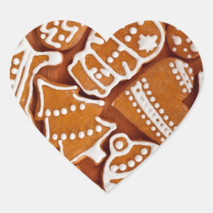 Adesivo Coração Biscoitos de pão de Natal