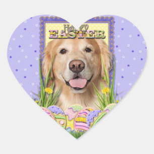 Adesivo Coração Biscoitos do ovo da páscoa - golden retriever -
