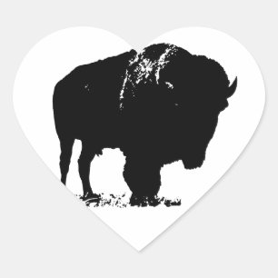 Adesivo Coração Bison Buffalo, Pop de Arte Negra