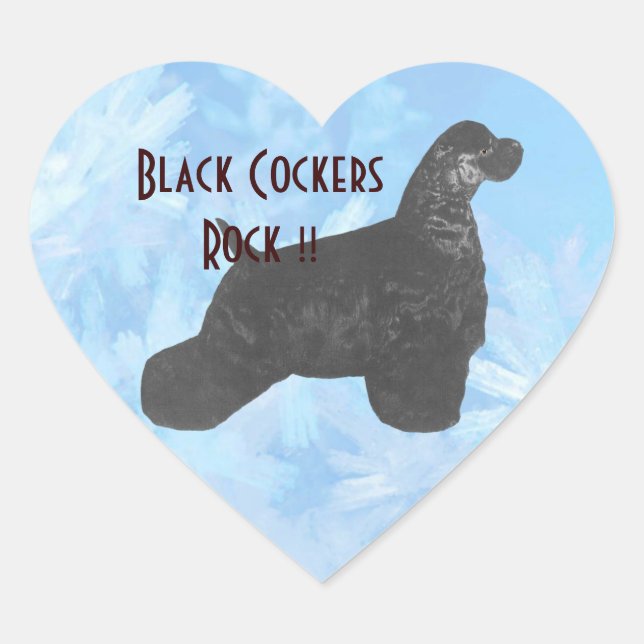 Adesivo Coração Black Cockers Rock! (Frente)