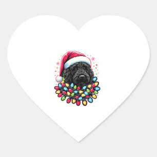 Adesivo Coração Black Labradoodle Árvore de Natal Xmas Luz Doodal