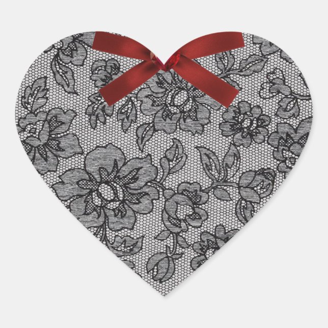 Adesivo Coração Black Lace 1 e Red Satin (Frente)