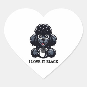 Adesivo Coração Black Poodle ama café preto
