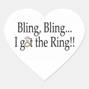 Adesivo Coração Bling Bling eu obtive o noivado do casamento do