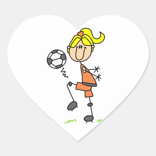 Adesivo Coração Blond Stick Figure Soccer Player Girl (Frente)