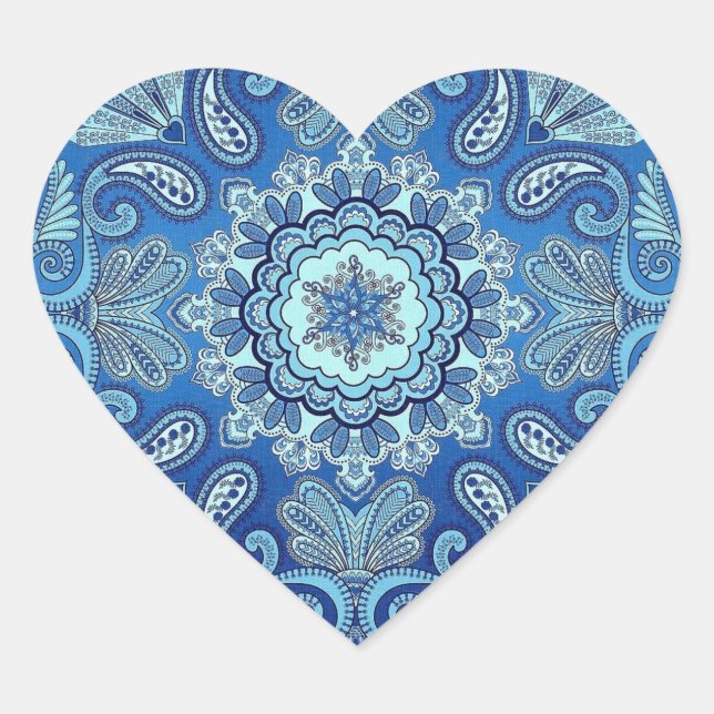Adesivo Coração Blue Bandana Country Heart Sticker (Frente)