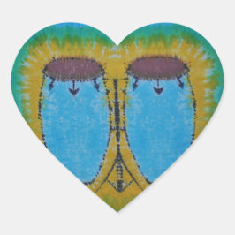 Adesivo Coração Blue Conga Drums Tie Dye