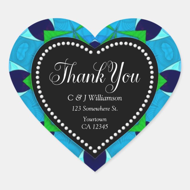 Adesivo Coração Blue Love Obrigado Heart (Frente)