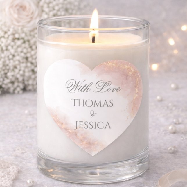 Adesivo Coração Blush Gold Sparkle Romantic Wedding Elegance (Criador carregado)