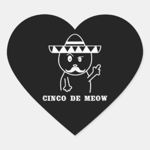 Adesivo Coração Boas Cinco De Meow Cat Boys Felizes Cinco De Mayo
