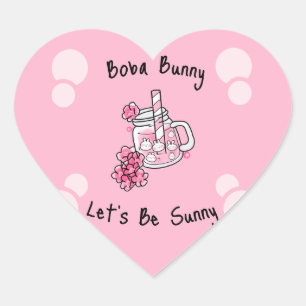 Adesivo Coração Boba Bunny Vamos Be Sunny Kawaii Rosa