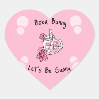 Adesivo Coração Boba Bunny Vamos Be Sunny Kawaii Rosa
