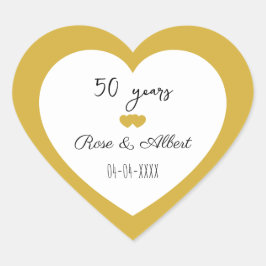 Adesivo Coração Bodas de Ouro, 50 Anos de Casamento, Personalizado