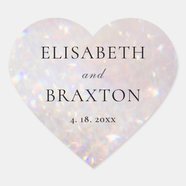 Adesivo Coração Bokeh Glitter Sparkle Pearl Wedding (Frente)