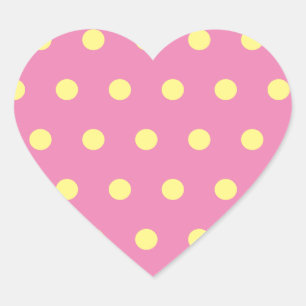 Adesivo Coração Bolinhas de coração (cor-de-rosa e amarelo suave)