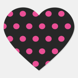 Adesivo Coração Bolinhas de coração (Preto e Neon Pink)