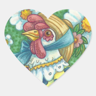Adesivo Coração BOLINHAS HEN, CHICKEN STICKERS Coração, Folha