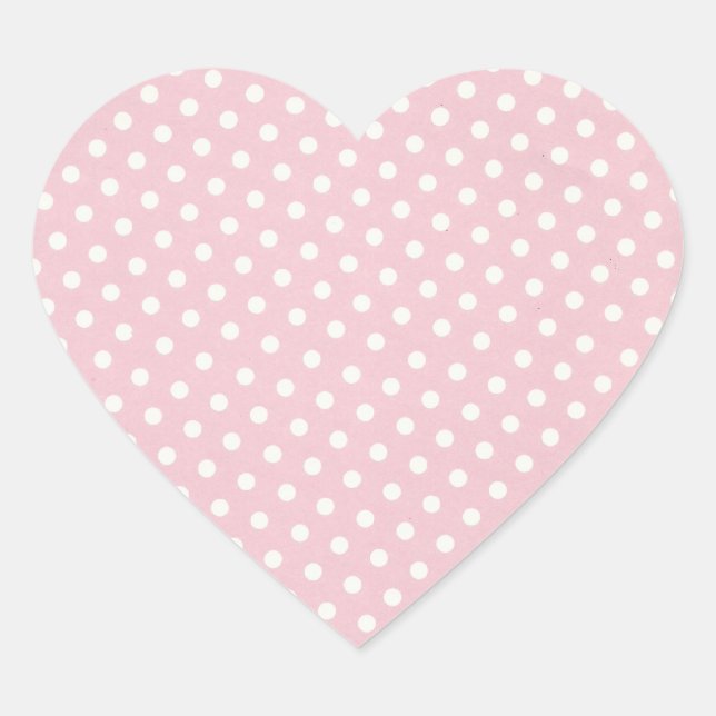 Adesivo Coração Bolinhas Sticker rosa e branco (Frente)