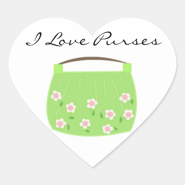 Adesivo Coração Bolsa Floral Verde Fofa (Frente)