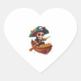 Adesivo Coração Bone Buccaneer - Crânio Pirata Engraçado