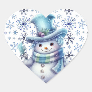 Adesivo Coração Boneco de Neve do Tempo de Inverno