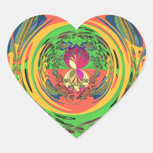 Adesivo Coração Bonita e Bonita Impressão de Arte Floral (Frente)