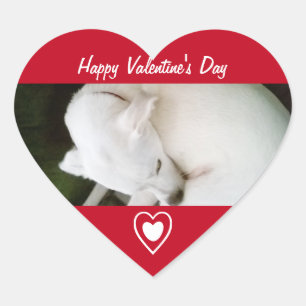 Adesivo Coração Bonito Cachorro Branco Dormindo Coração Vermelho