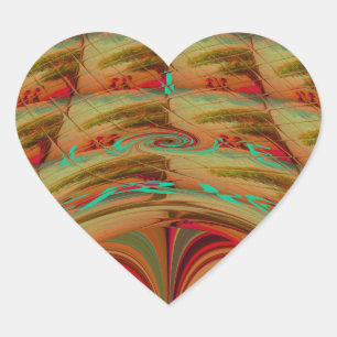 Adesivo Coração Bonito Ouro Tradicional Africano Brown Motif