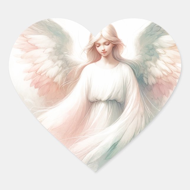 Adesivo Coração Bonito Pastel Guardian Angel Sticker (Frente)