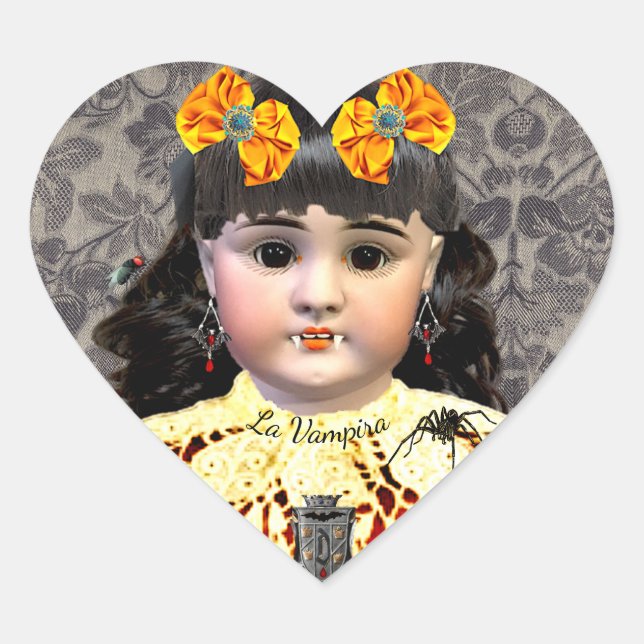 Adesivo Coração Bonito Vampire Doll Sticker (Frente)