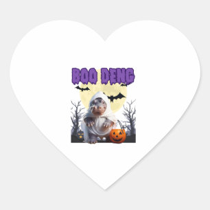 Adesivo Coração Boo Deng Moo Deng Cute Baby Pygmy Hippo Halloween