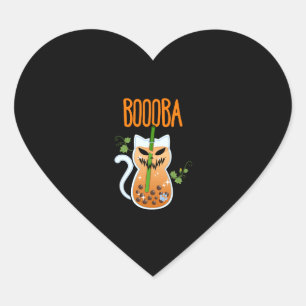 Adesivo Coração Boooba Kawaii Boba Tea Drink Cat Lover Halloween G