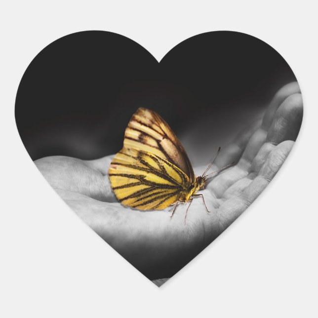 Adesivo Coração Borboleta à mão (Frente)