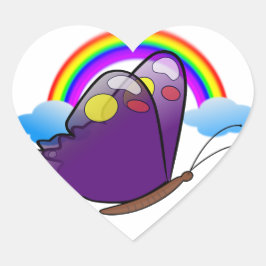 Adesivo Coração Borboleta-branca e céu-arco-íris Destino Natureza