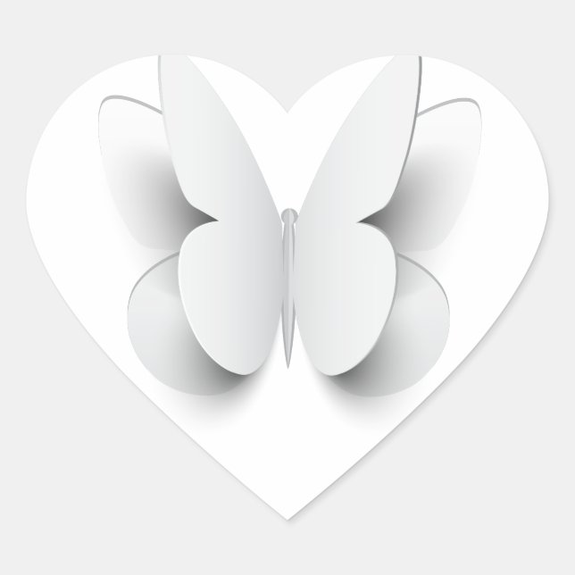 Adesivo Coração Borboleta - cortada do efeito do papel (Frente)