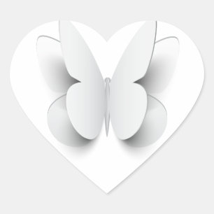 Adesivo Coração Borboleta - corte do efeito de papel