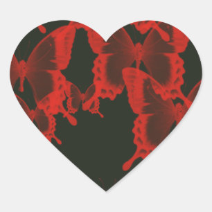 Adesivo Coração borboleta vermelha do fundo escuro da noite