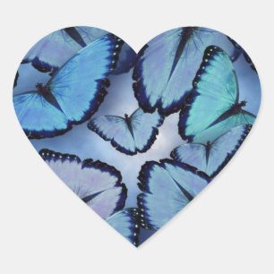 Adesivo Coração Borboletas azuis de Morpho